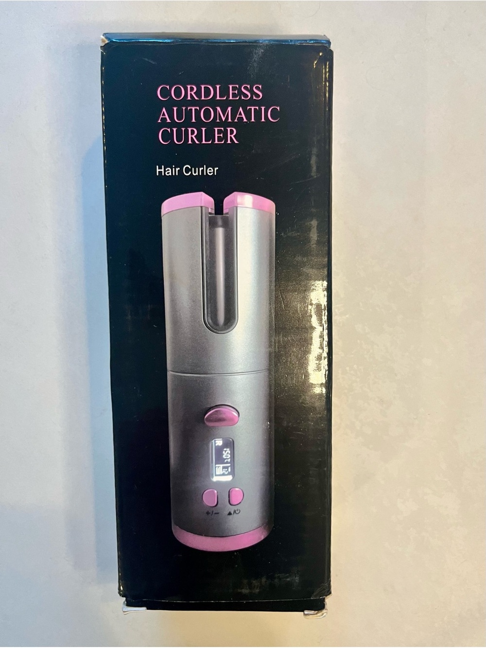 Cordless Hair Curler in Gray with Pink Accents